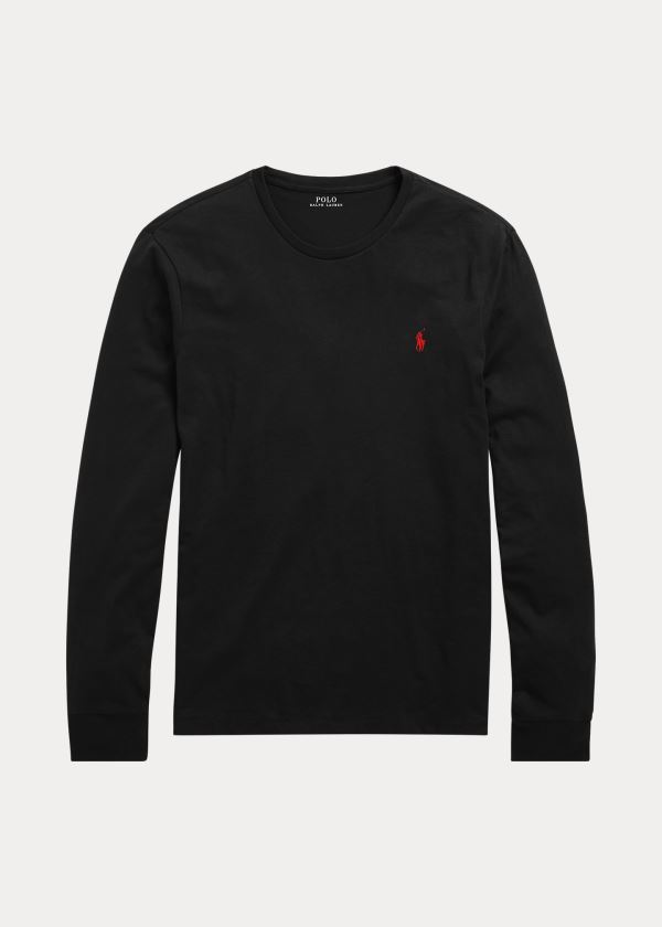 Playeras Polo Ralph Lauren Hombre Negros - Custom Slim Fit Jersey - BAKIZ1835